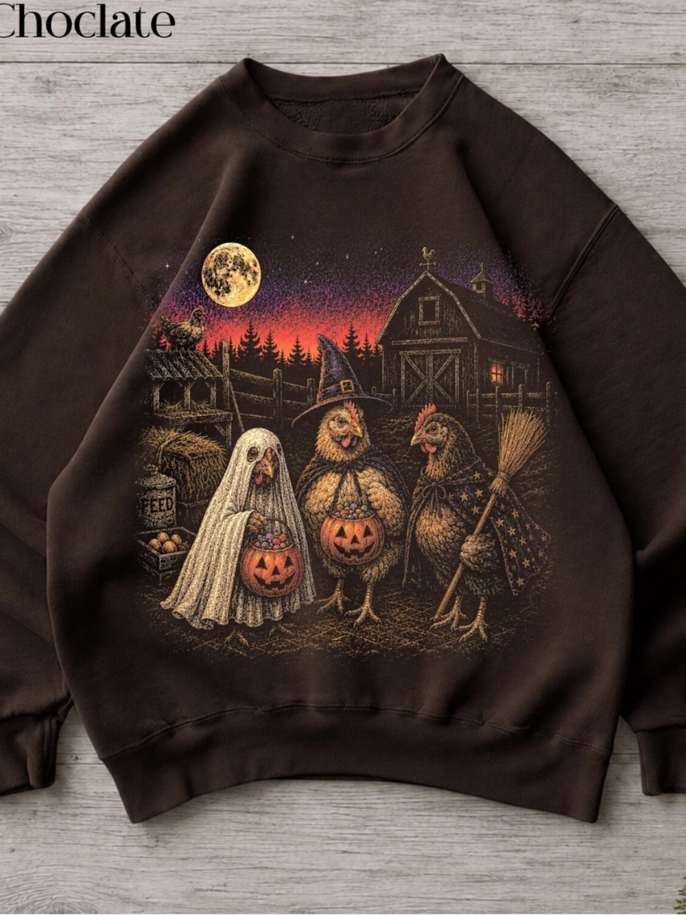 Dark Chocolate Halloween Chicken Trio Sweatshirt